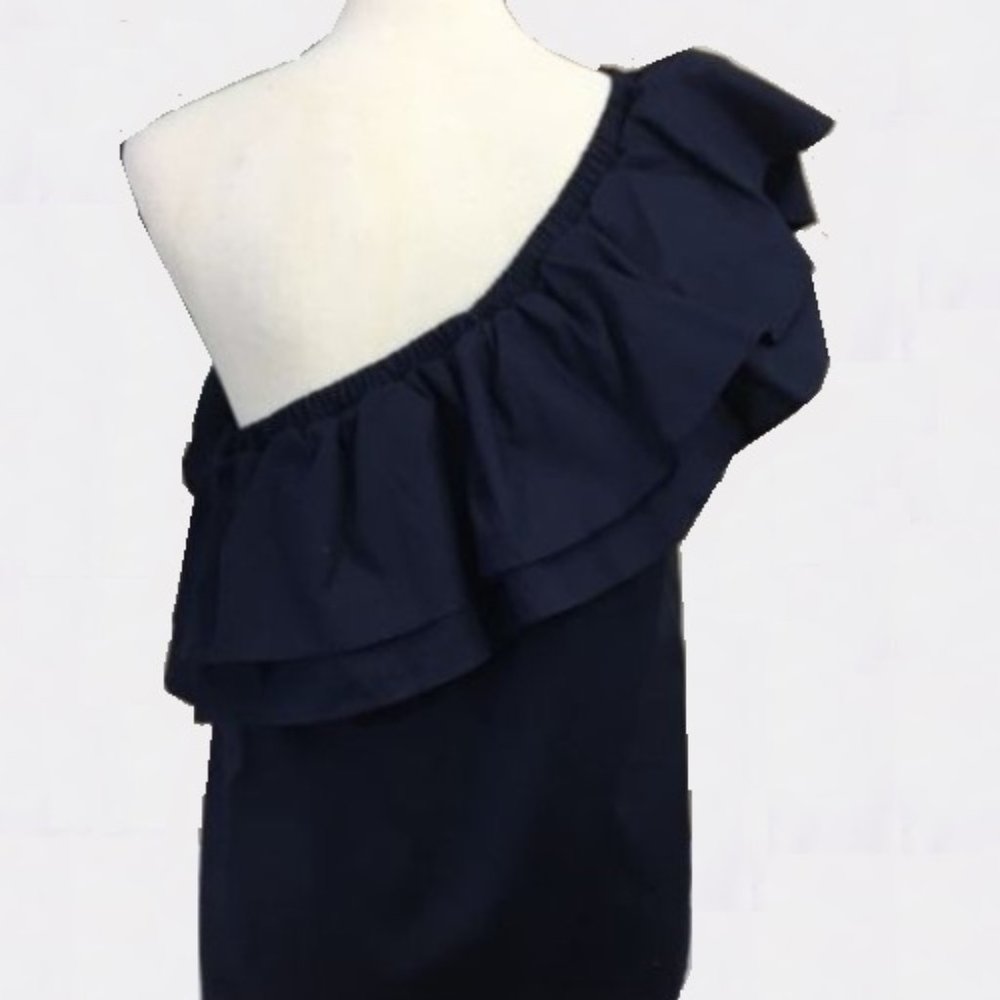 Halogen One-Shoulder Asymmetrical Ruffle Neckline Blouse - Picture 4 of 5